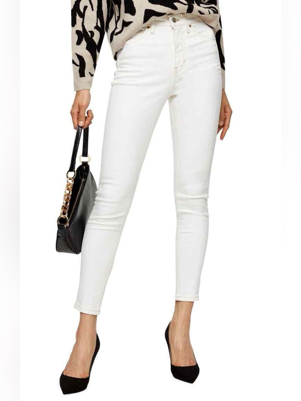 Topshop Jamie High Rise Skinny Ankle Jeans Jegging in Off White US 10